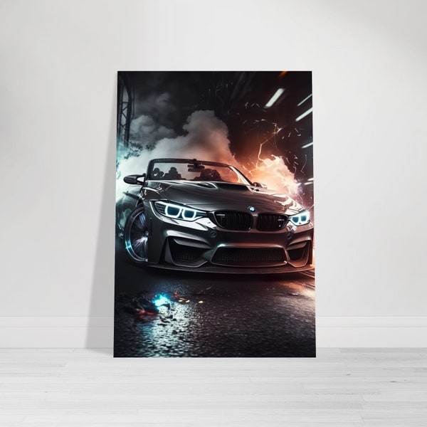 BMW M4 2017 Custom Illustration Premium Poster Matt/Glänzend- Sportwagen, Autosport, Büro, Wanddeko, Geschenke für Autoliebhaber