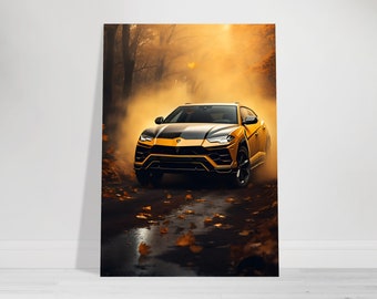 Lamborghini Urus Custom Illustration Premium Poster Matt/Glossy- Voiture de sport, Sports automobiles, Bureau, Décoration murale, Cadeaux pour les amateurs de voitures
