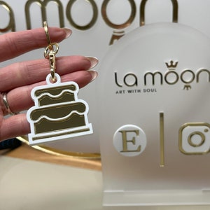 Taart acryl sleutelhanger taart NFC sleutelhanger taart acryl spiegel sleutelhanger SVG-bestand taartbestand vector QR-code nfc slimme sleutelhanger visitekaartje