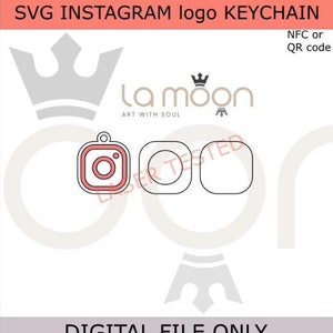 May include: A digital file for a keychain featuring a pink Instagram logo, a circle, and a square. The text "La moon ART WITH SOUL" is also included in the image.