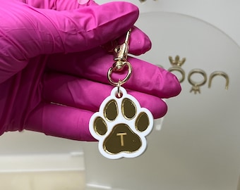 Smart NFC Pet ID Tag: Custom Monogram Paw Print