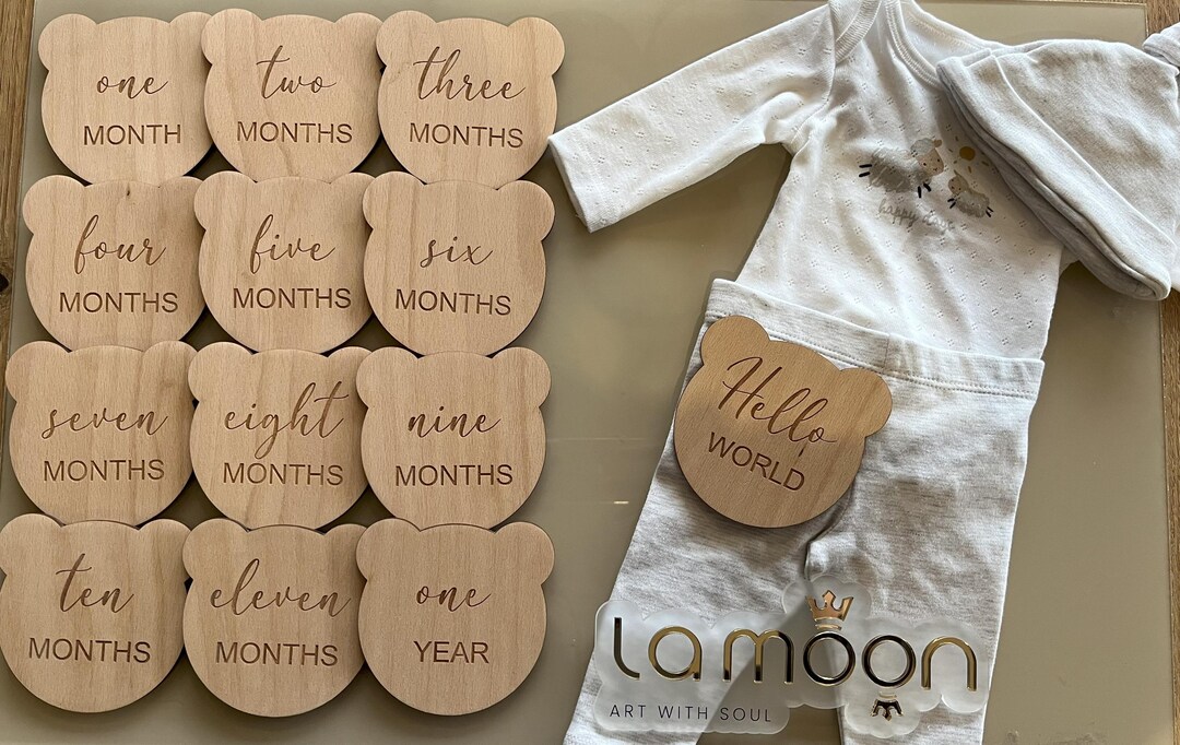 Teddy Bear Baby Milestone SVG Bundle: Newborn Photo Props (digital ...