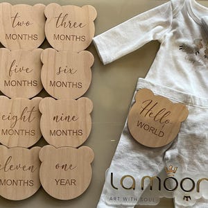 Baby Bär hölzerner Meilenstein baby Teddybär hölzerner Meilenstein 13 Stück individueller Name Teddy Meilenstein aus Holz personalisierte Baby Jungen Baby Mädchen
