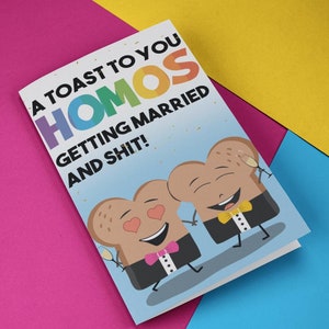 Tarjeta de boda gay divertida, tarjeta de compromiso gay, tarjeta de boda LGBT, matrimonio entre personas del mismo sexo, tarjeta de boda queer, señor y señor, regalo de boda para amigos gay