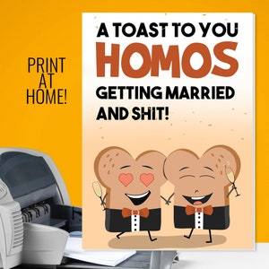 Cartão de casamento gay engraçado para impressão, cartão de noivado gay, cartão de casamento LGBT, casamento entre pessoas do mesmo sexo, casamento queer, cartão de casamento lésbico, digital