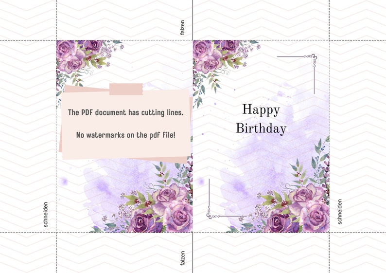 Printable Birthday Card - Flowers - Etsy