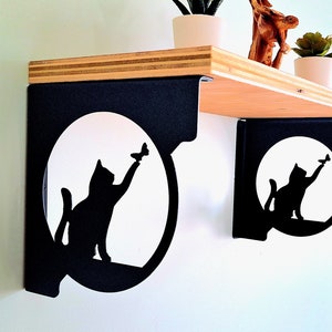 Cat with Butterfly Metal Shelving Shelf Brackets Decorative Shelf Custom Shelving  Modern Shelf Bracket  Unique Shelving  Display Shelf