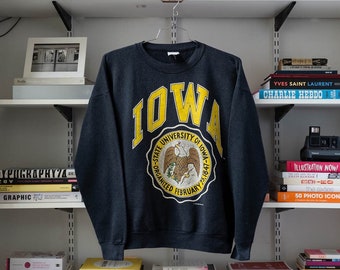 University Of Iowa Crest Logo 90's Crewneck Black