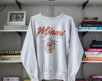 Miami Hurricanes Logo 90's Crewneck Heather Grey