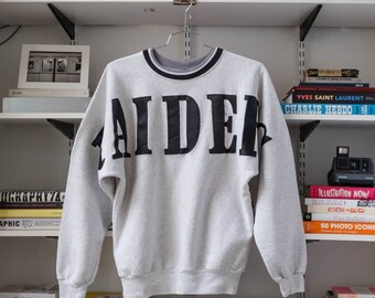 Oakland Raiders Spell Out 90's Crewneck Grey/Black