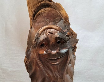 Holz Wurzel Skulptur Wald Geist Gesicht handarbeit