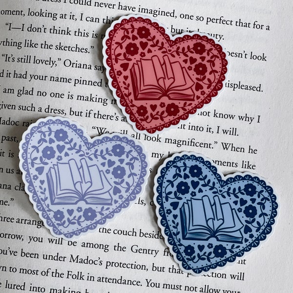 Bookish Heart Sticker, Book Lover Merch, Kindle Sticker, Bookish Stickers, Kindle Accessory, Fantasy Sticker, Romance Books, Coquette