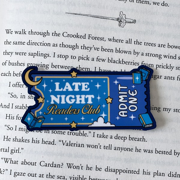 Late Night Reader Club Ticket Sticker, Book Lover Merch, Kindle Sticker, Bookish Stickers, Kindle Accessory, Fantasy Sticker, Bookworm Gift