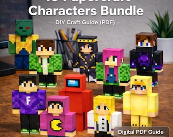 10 Voxel Papercraft Charaktere Bundle - Minecraft Style Papiermodell PDF, DIY Bastelvorlagen, digitaler Download