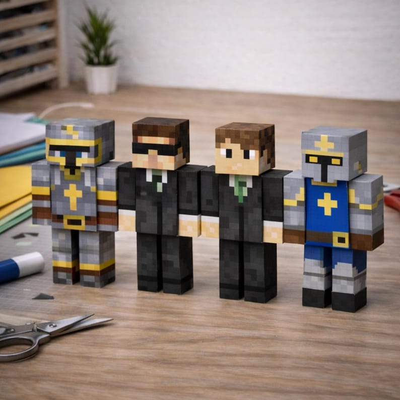 Minecraft Style Characters Models Voxel Papercraft Bundle – Minecraft Style Character Set, DIY Paper ...