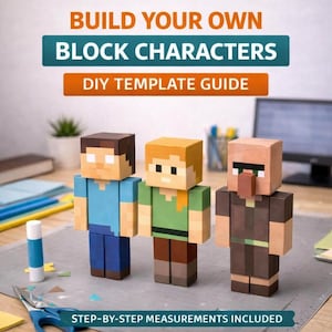 Voxel Papercraft Characters – Minecraft Style Paper Model PDF, DIY Craft Templates, Block Figures, Digital Download