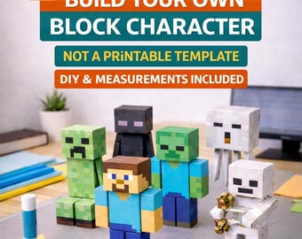 Voxel Papercraft Bundle – Minecraft Style Paper Model PDF, DIY Craft Templates, Digital Download, 6 Characters