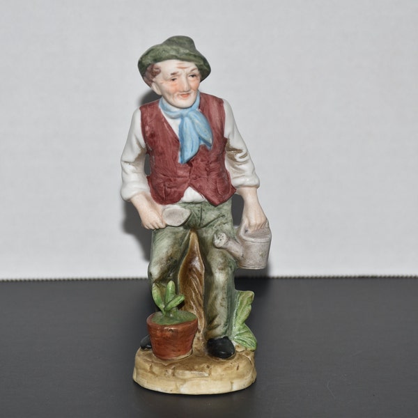 Homco Figurine Old Man with Watering Can and Spade