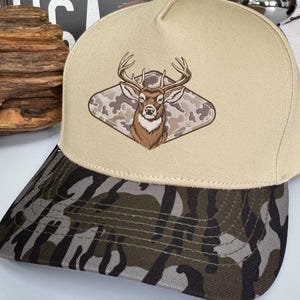 Deer Hunting Embroidered Hat, Old School Camo, Vintage Whitetail Antlers Hat, Hunting Season Hat, gift for Hunters, Hunting camo, buck Hat