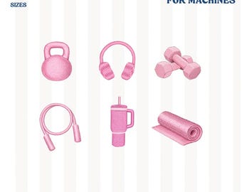 Disegni di mini ricamo Gym Princess, ricamo Fitness Girl, amante della palestra, esercizi fisici con manubri, culturista