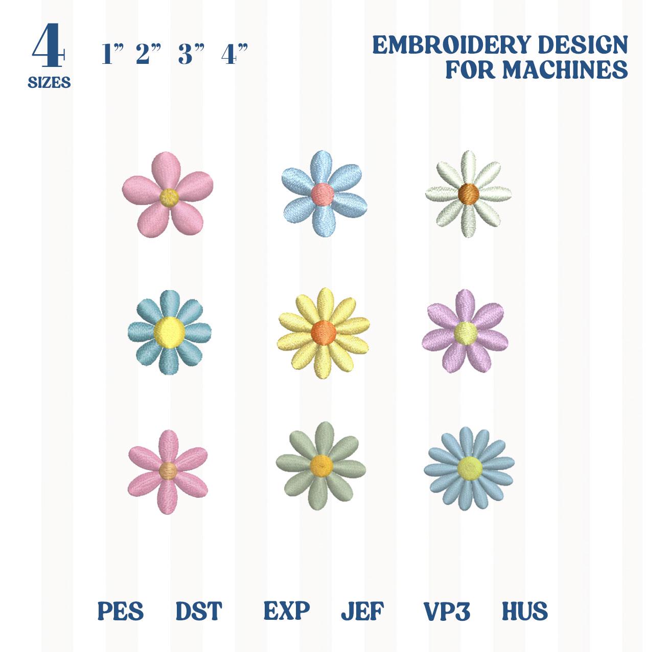 Set Mini Flowers Embroidery Design , Set Flowers Embroidery, Retro Mini ...