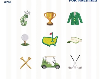 Paquete de bordado de minigolf, archivo de bordado de pelota de golf, bordado de toalla de golf, diseños de bordado de minigolf, regalo para amantes del golf