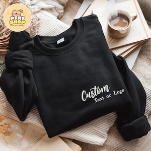 Custom Logo Embroidered Sweatshirt, Personalized Business Logo Embroidery Hoodie, Custom Team Logo Clothings, Customized Company Logo Outfit