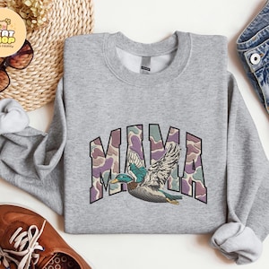 Hunting Mama Embroidered Shirt, Duck Hunting Shirt, Mallard Duck Shirt, Mama for Hunters, Camo Mama Shirt, Hunting Season, Mom Life Shirt