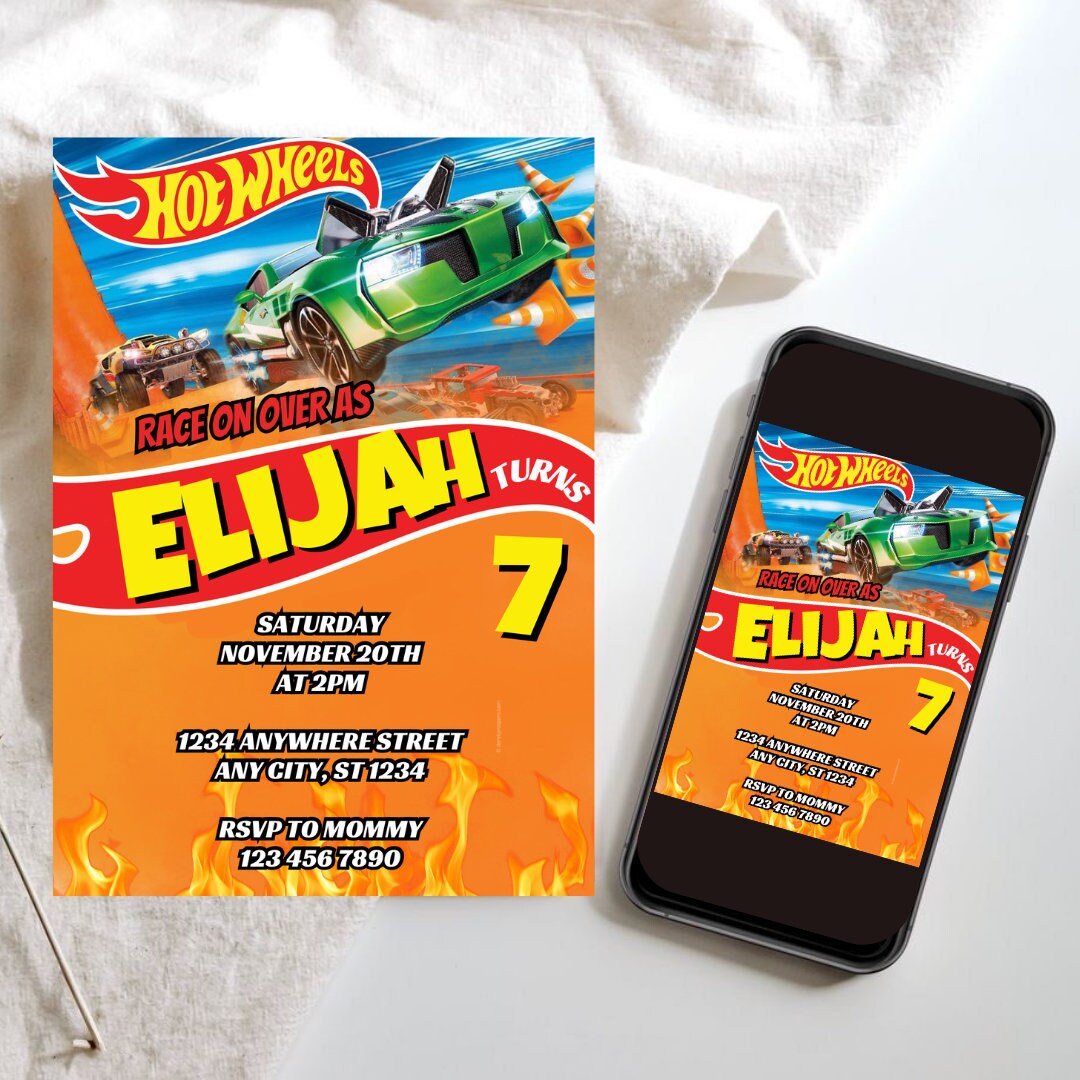 HOT WHEELS Editable Birthday Invitation Birthday Invitations Canva HOT WHEELS Editable Birthday Invitation Birthday Invitations Canva