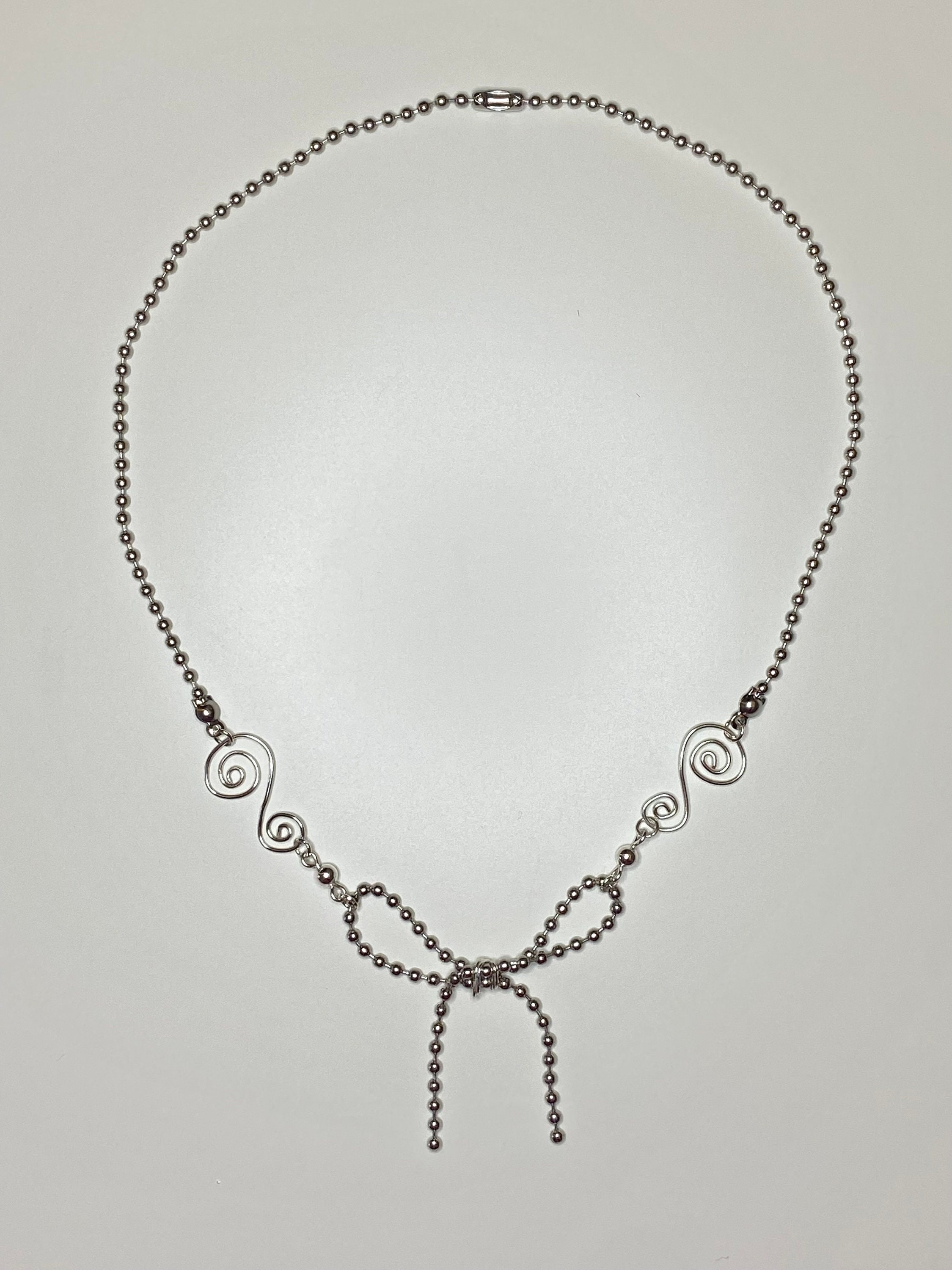 【Monday Edition】24SS BALL CHAIN BOW NECKLACE Ball Chain Bow Necklace - Etsy