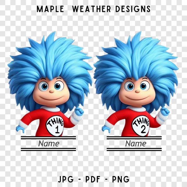 Thing 1 Thing 2 Png Nametag Thing 1 Png Dr Seuss Png Easter Basket Name Tag Png Dr Seuss Png Thing 2 Png Cat in the Hat Name Png Printer Png