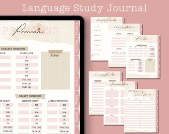 Digital Language Study Journal - Watercolor Floral Theme - Language Learning Planner - Hyperlinked Tabs - Goodnotes, Notability, Noteshelf