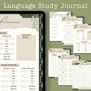 Digital Language Study Journal - Light Academia Theme - Language Learning Planner - Hyperlinked Tabs - Goodnotes, Notability, Noteshelf