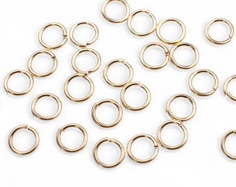 14k Gold-Filled Jump Rings: open/split, 20 Gauge (4mm or 5mm) 25 Pcs