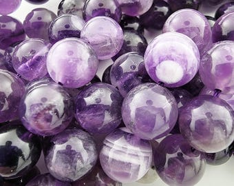 Chevron Amethyst Beads Purple Dream Amethyst Beads Genuine Gemstone Crystal Natural Smooth Round Beads 6mm 8mm 10mm
