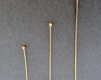 Ball Head Pins, 14k Gold-Filled: 24 Gauge, 1-in, 1.5-in, 2-in (10 pcs)