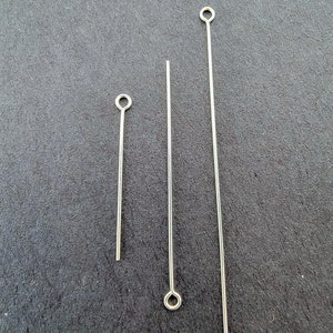 Eye Pin Anti-Tarnish Sterling Silver 24g 24 gauge 1-inch, 1.5-inch or 2-inch options - 10 pcs - 925 Sterling Silver Anti-tarnish