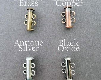 Slide Bar Clasp - Multi-Strand Clasp 16mm - 5 Pcs - 2-Strand - Brass, Silver, Black Oxide, Copper, Gold - 7 Colors! Necklace/Bracelet Clasp