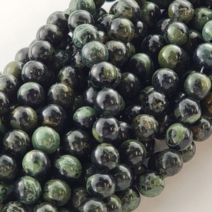 Kambaba Jasper Beads: Natural Smooth Round Green Gemstone (4mm 6mm 8mm 10mm)