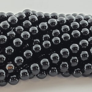 Black Onyx Beads Real Crystal Gemstone Natural Smooth Round Beads 6mm 8mm 10mm
