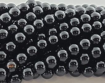 Black Onyx Beads Real Crystal Gemstone Natural Smooth Round Beads 6mm 8mm 10mm