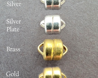 6mm Magnetic Jewelry Clasp - 3 Pcs in Brass, Sterling, Gold or Silver Plate - Bracelet clasp Necklace clasp