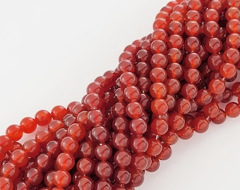 Carnelian Beads, Genuine Natural Smooth Round Gemstone (4mm 6mm 8mm 10mm)