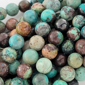 Chrysocolla Beads 6mm 8mm Genuine Blue Green Gemstone Natural Smooth Round Beads