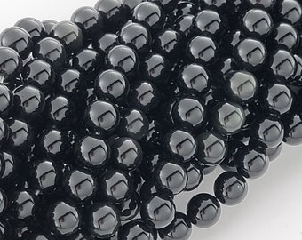 Black Obsidian Beads Natural Smooth Crystal Round Beads Gemstone 4mm 6mm 8mm 10mm