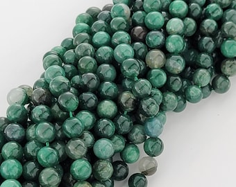 Green Fuchsite Mica Beads: Natural Smooth Round Gemstone - 15" Strand (6mm 8mm 10mm)