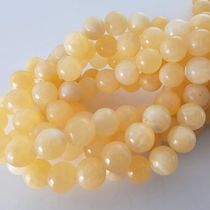 Butter Quartz Beads, Yellow Jade Crystal, Natural Round Smooth Stone (4mm/6mm/8mm/10mm)