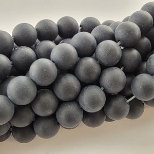 Matte Black Onyx Beads Black Gemstone Natural Smooth Matte Crystal Round Beads Natural Stone 6mm 8mm 10mm