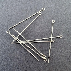 Eye Pin Anti-Tarnish Sterling Silver 22g 22 gauge 1.5-inch or 2-inch options - 10 pcs - 925 Sterling Silver Anti-tarnish