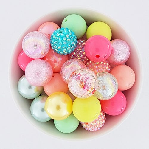 Craft DIY Mixed Pastel Color Acrylic Smooth Ball Round Beads Charm 4mm-20mm Kids